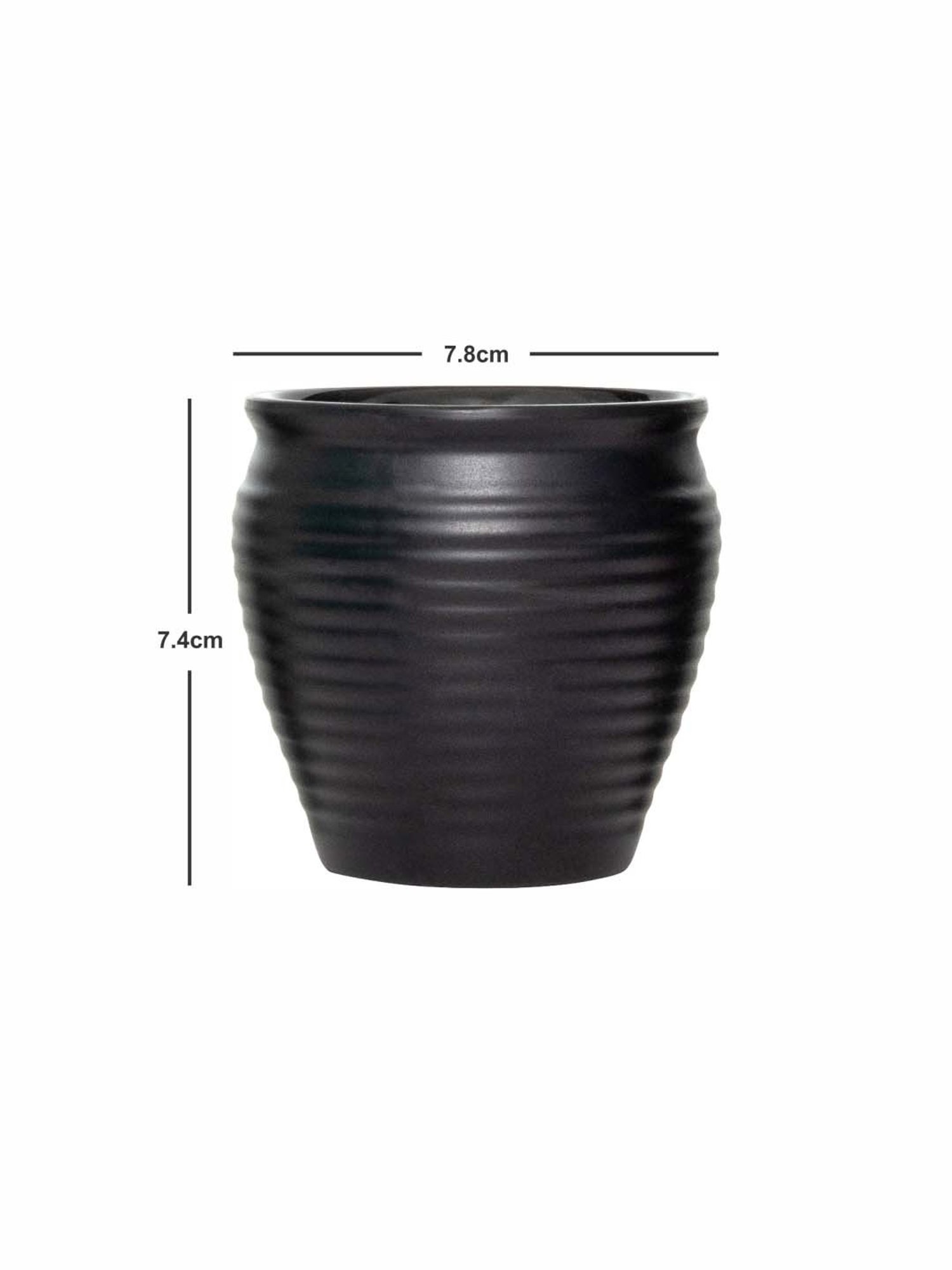 Servewell Black Melamine Matte Kulhad Mugs (0.18 L) - Set of 4