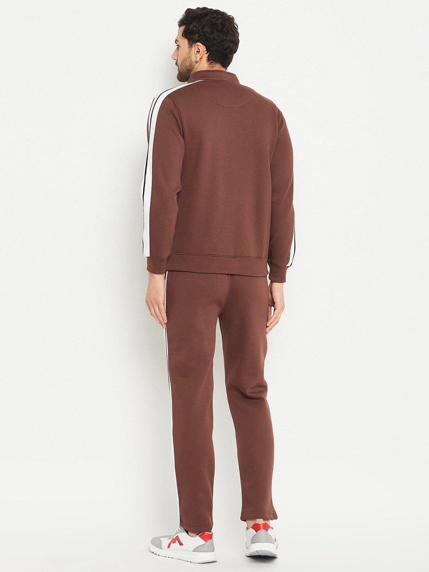 Okane Brown Regular Fit Colour Block Tracksuit