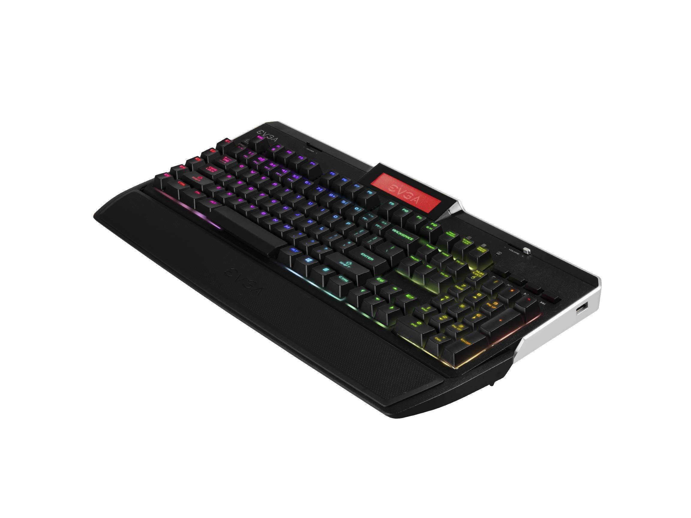 EVGA Z10 RGB Gaming Keyboard, RGB Backlit LED, Mechanical Blue Switches, Onboard LCD Display, Macro Gaming Keys