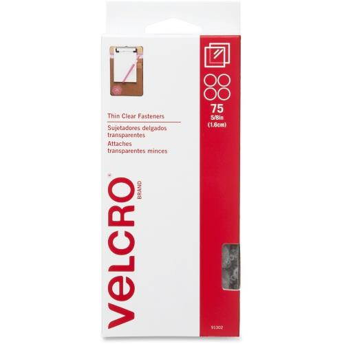 Velcro 91302 Sticky-Back Hook & Loop Fasteners  5/8   Diameter Coins  Clear  75 per Pack