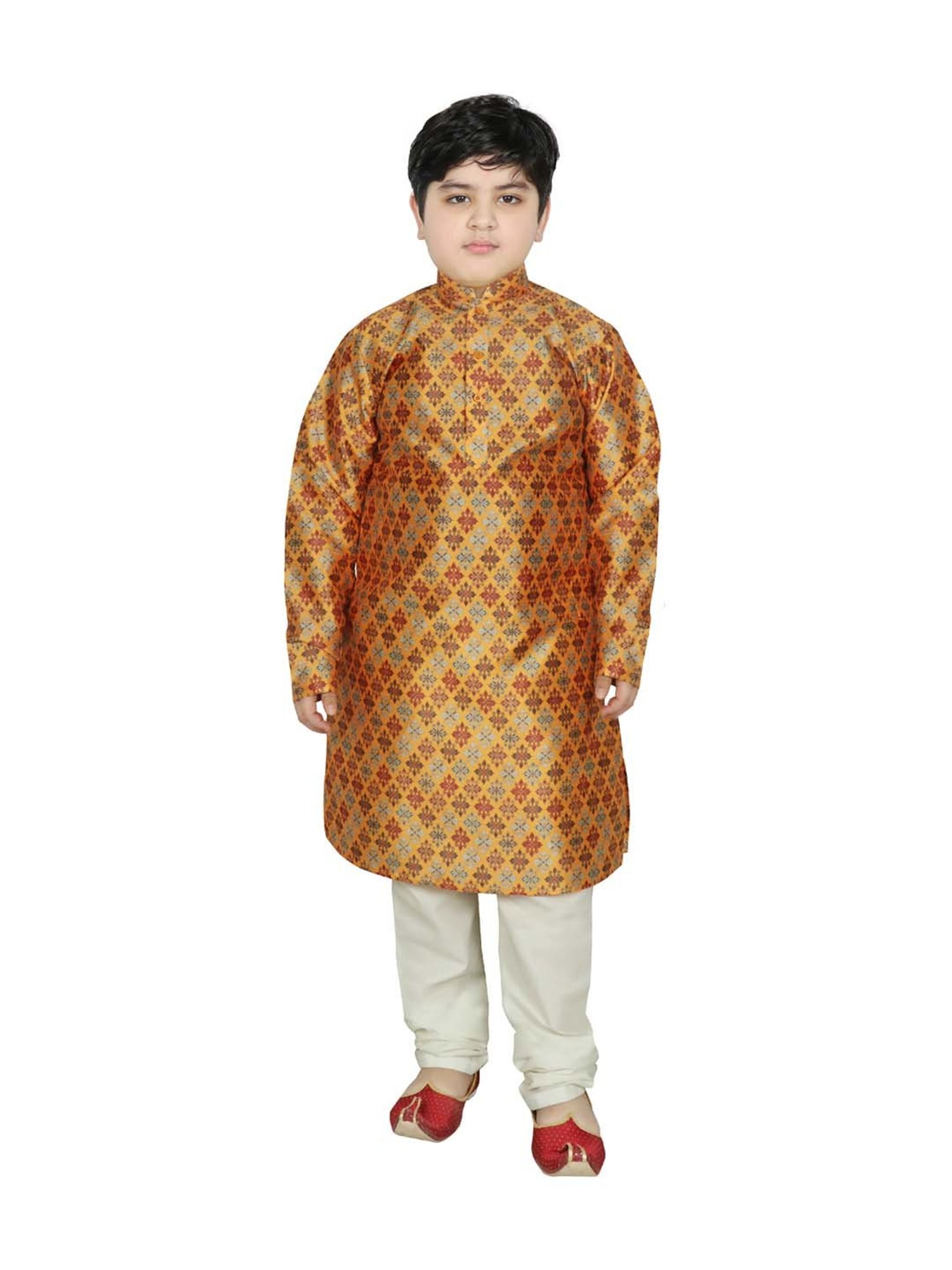 SG Yuvraj Kids Yellow Printed Kurta Set