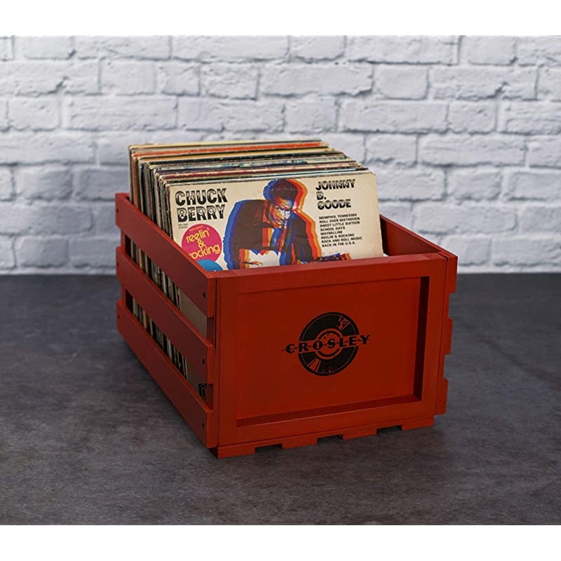 AC1004ARE Record Storage Crate Holds up to 75 Albums Red