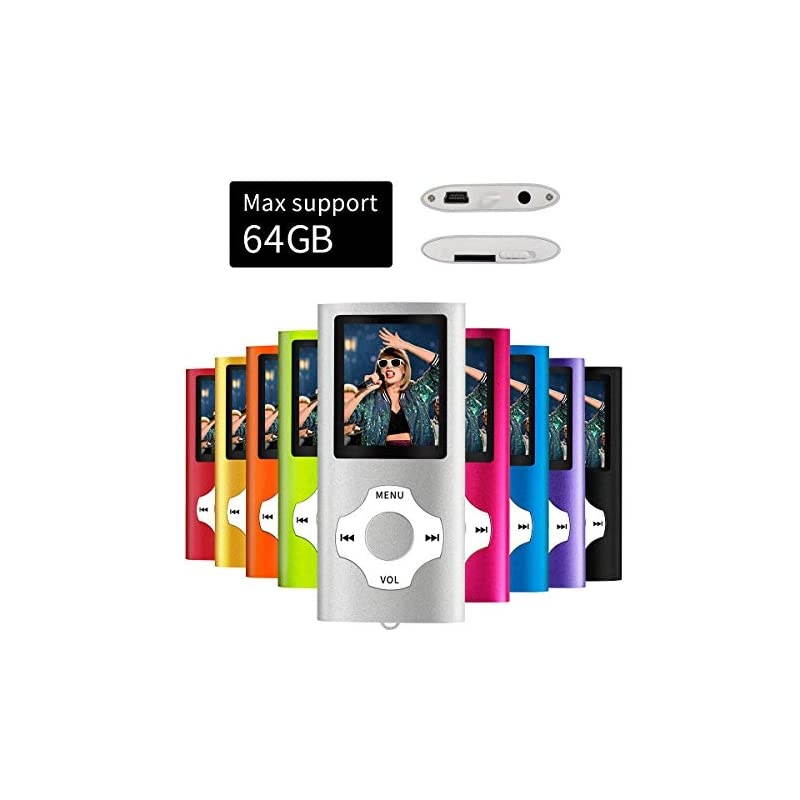 MP3/MP4 Portable Player,1.8 Inch LCD Screen,Max Support 64GB,Silver