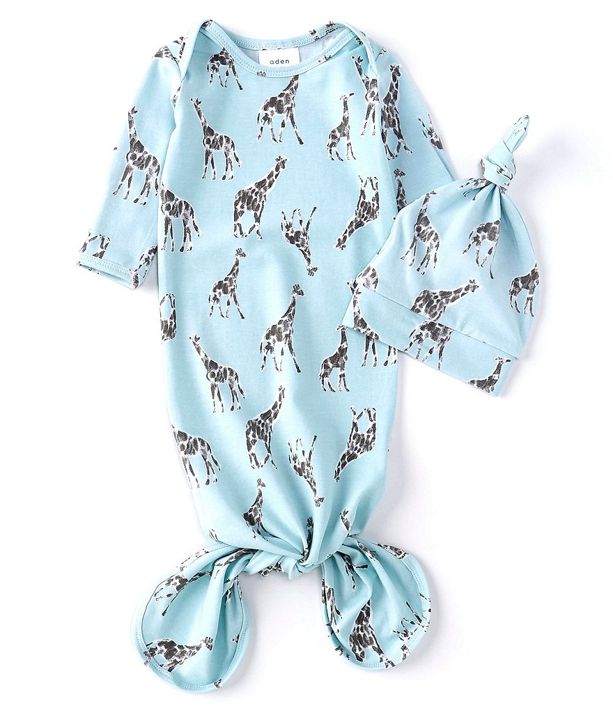 Aden + Anais Baby Newborn-3 Months Long-Sleeve Giraffe Gown & Hat Set