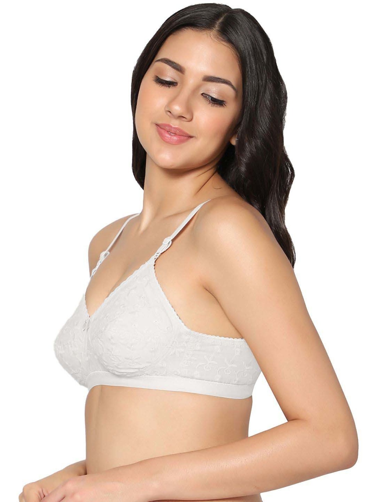 IN CARE White Cotton Embroidered T-Shirt Bra