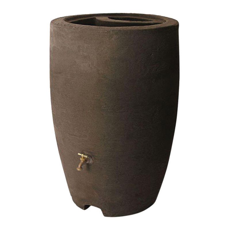 Algreen ALG-86312 Athena 50 Gallon Plastic Rain Water Collection Drum Barrel, Brownstone (3 Pack)