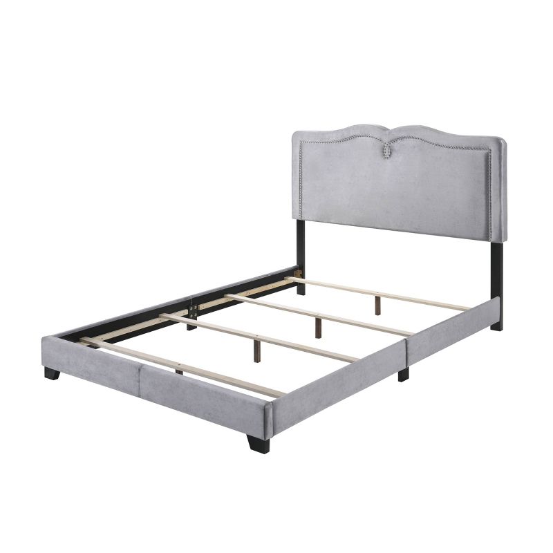 Queen Reuben Bed Gray Velvet - Acme Furniture