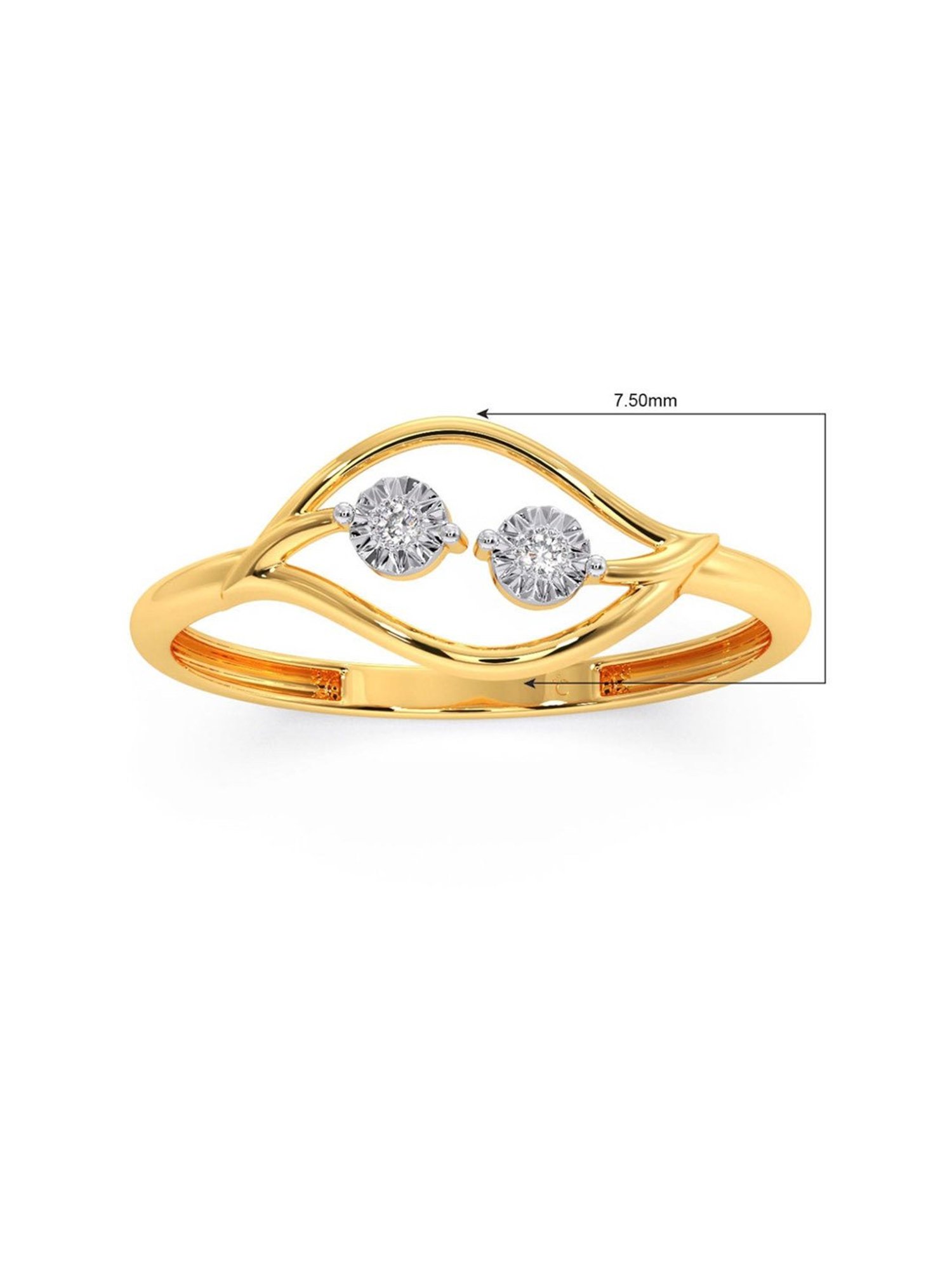 Candere by Kalyan Jewellers Stylish Design 14k Yellow Gold & Diamond Ring