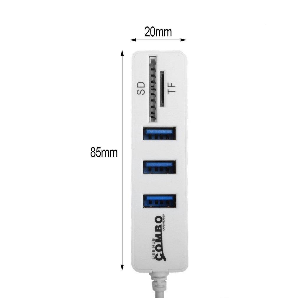 USB Hub Combo 3 Ports High Speed USB 2.0 Hub Splitter 2 In 1 SD/TF Card Reader