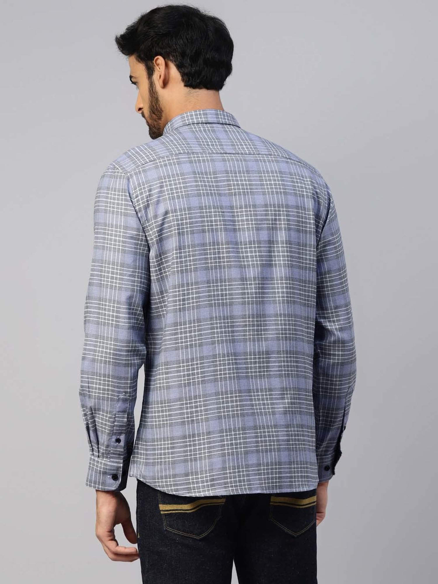 Don Vino Blue Slim Fit Check Shirt
