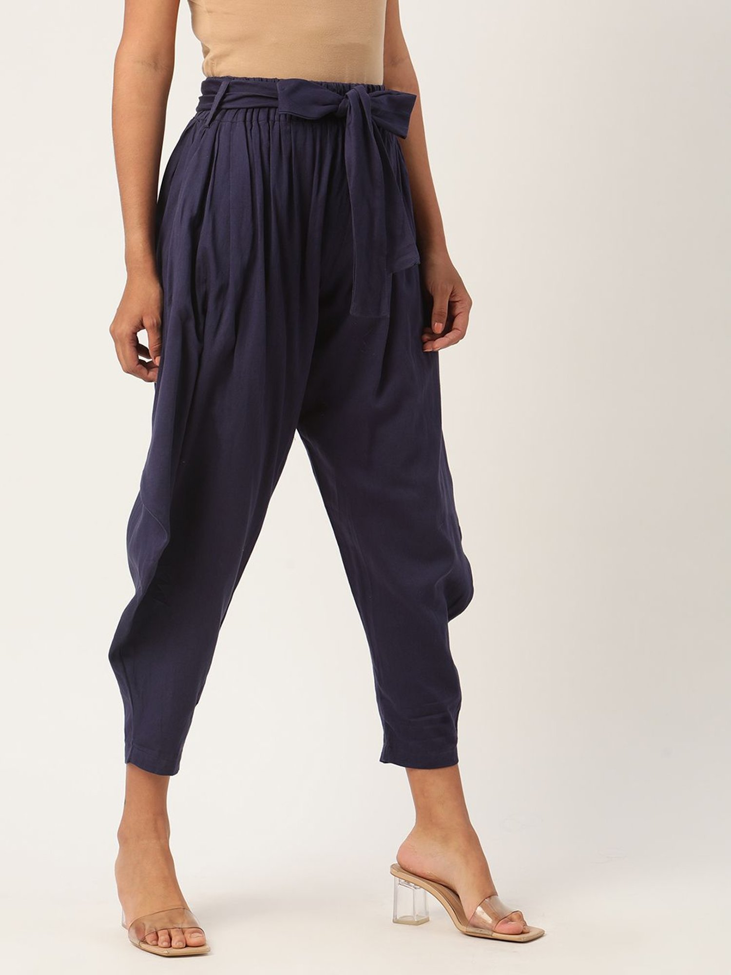 Rooted Blue Cotton Dhoti Pants