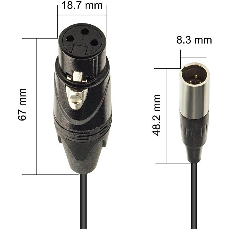 Mini XLR Cable 5FT Mini 3 Pin XLR Male to XLR Female Microphone Cable for Blackmagic Pocket BMPCC 4K Camera Video Assist 4K 5 Feet