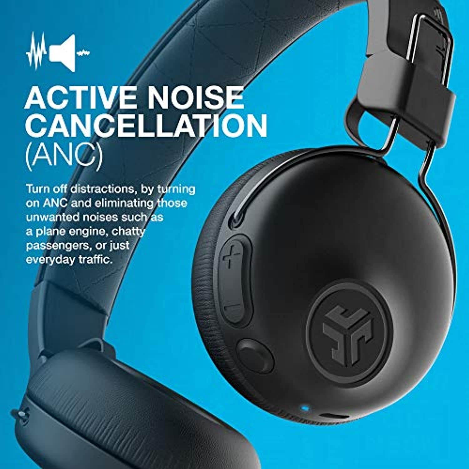 JLab Audio Studio ANC On-Ear Wireless Headphones | Black | 34+ Hour Bluetooth 5 Playtime - 28+ Hour with Active Noise Cancellation | EQ3 Custom Sound | Ultra-Plush Faux Leather  an (HBASTUDIOANCRBLK4)