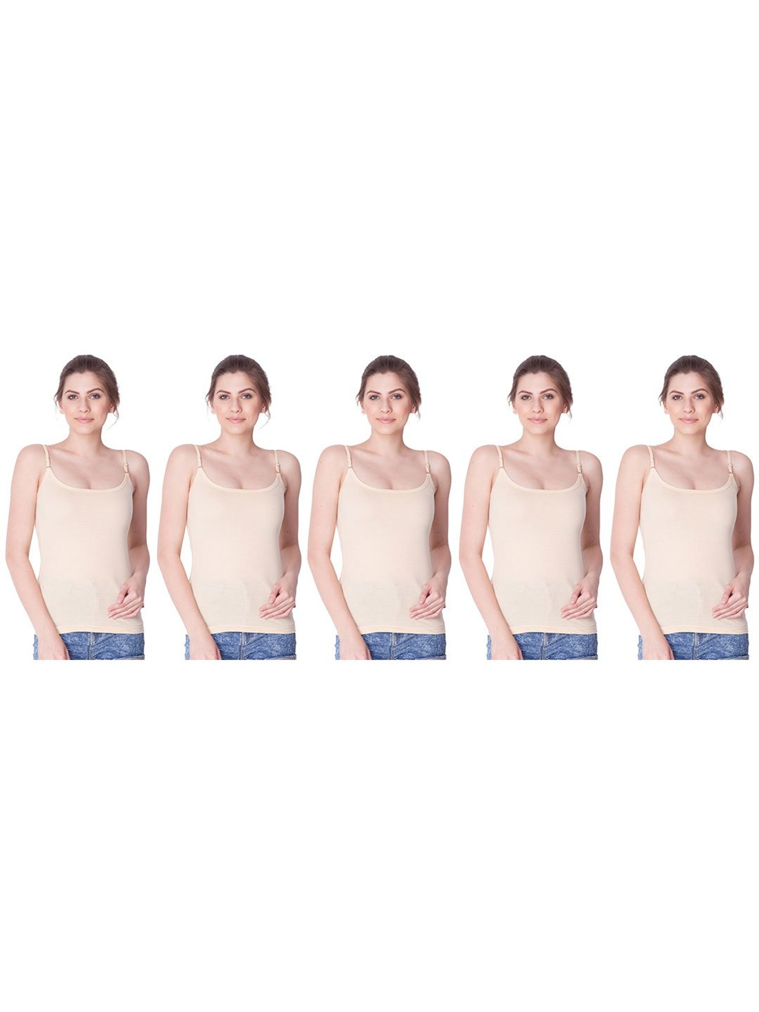 Dollar Missy Beige Cotton Camisole (Pack of 5)
