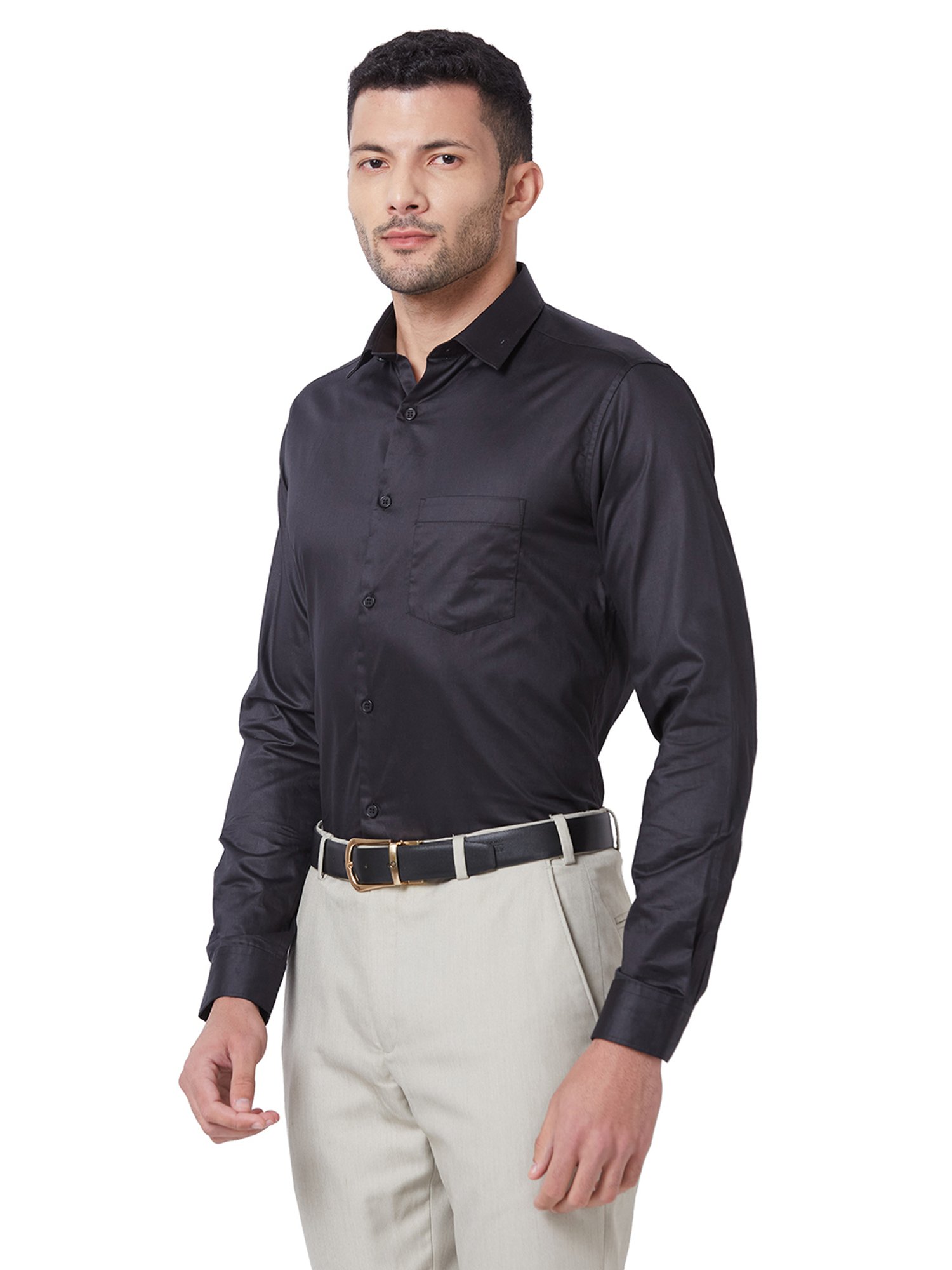 Kenneth Cole Black Slim Fit Cotton Shirt