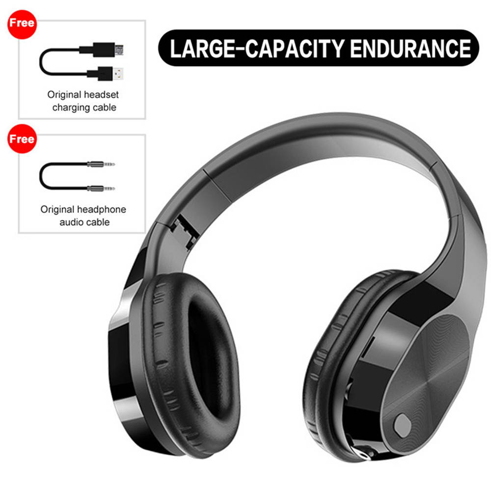 T5 Headset Wireless Headset HD Microphone Sports Headphones Foldable Headset Bluetooth V5.0 Music Headphone ,Black