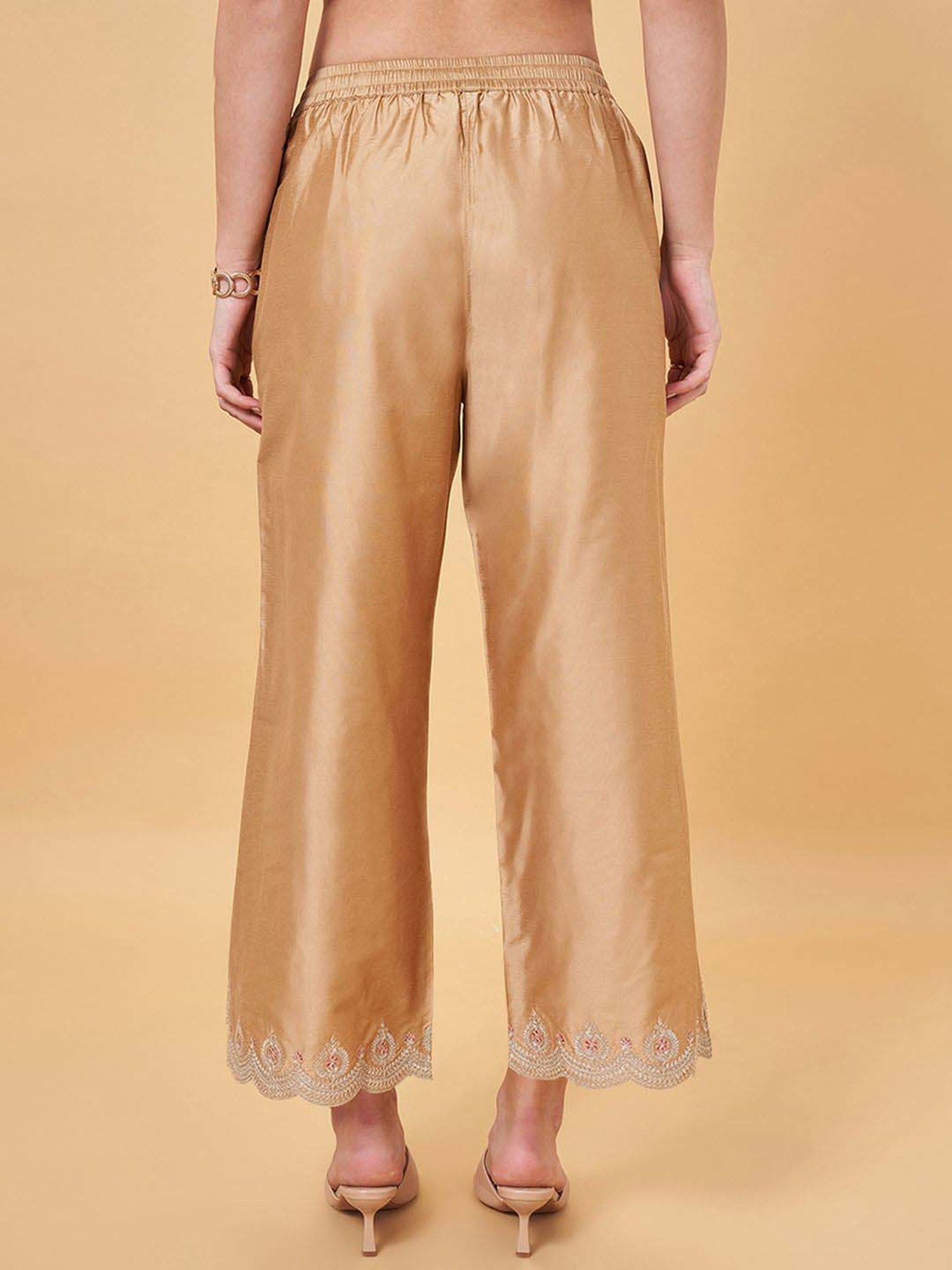 Rangmanch by Pantaloons Golden Embroidered Palazzos