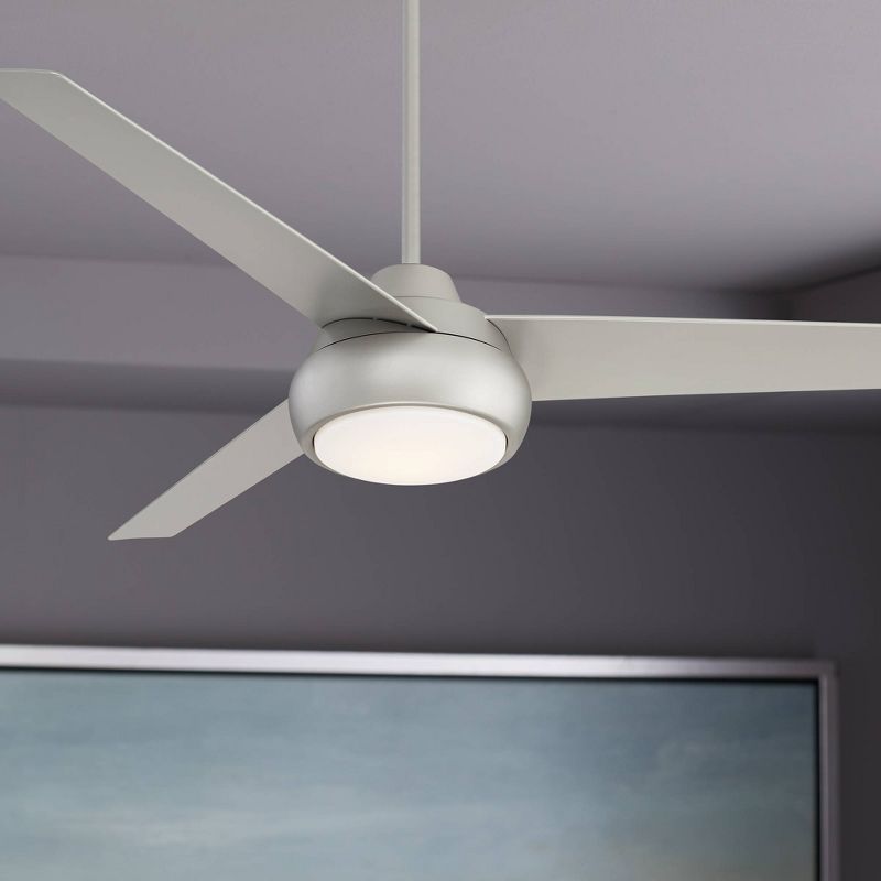 52" Casa Vieja Modern 3 Blade Ceiling Fan with Light LED Dimmable Remote Brushed Nickel Opal Glass House Bedroom Living Room Home