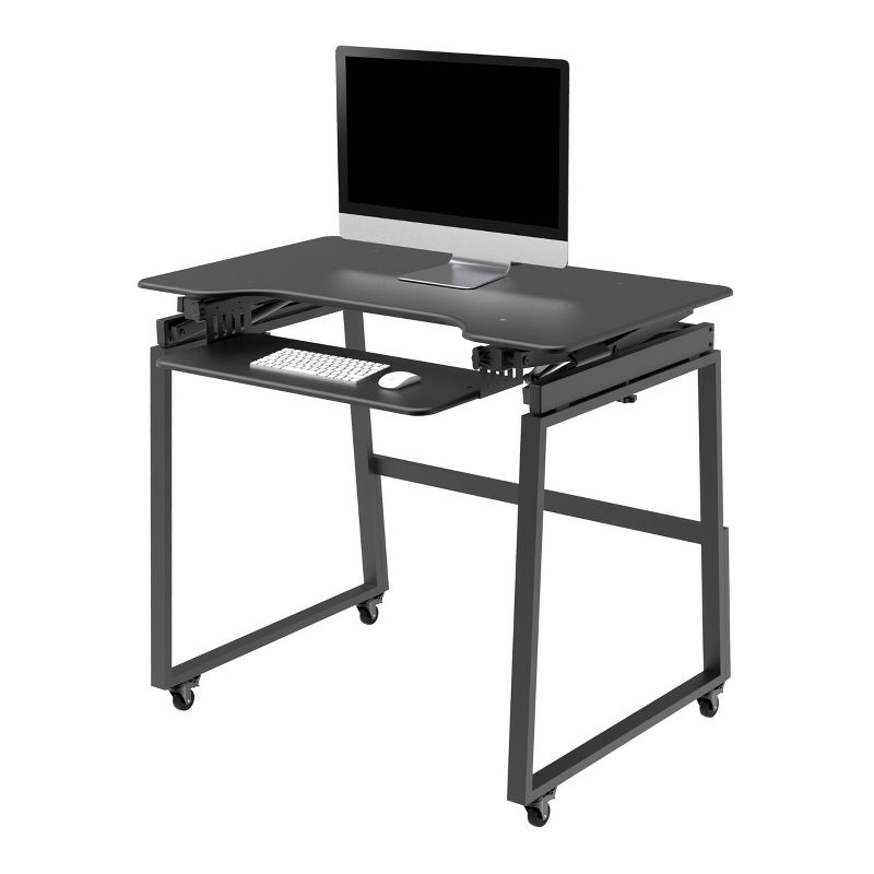40" Mobile Large Adjustable Height Standing Desk Bundle Black - Rocelco