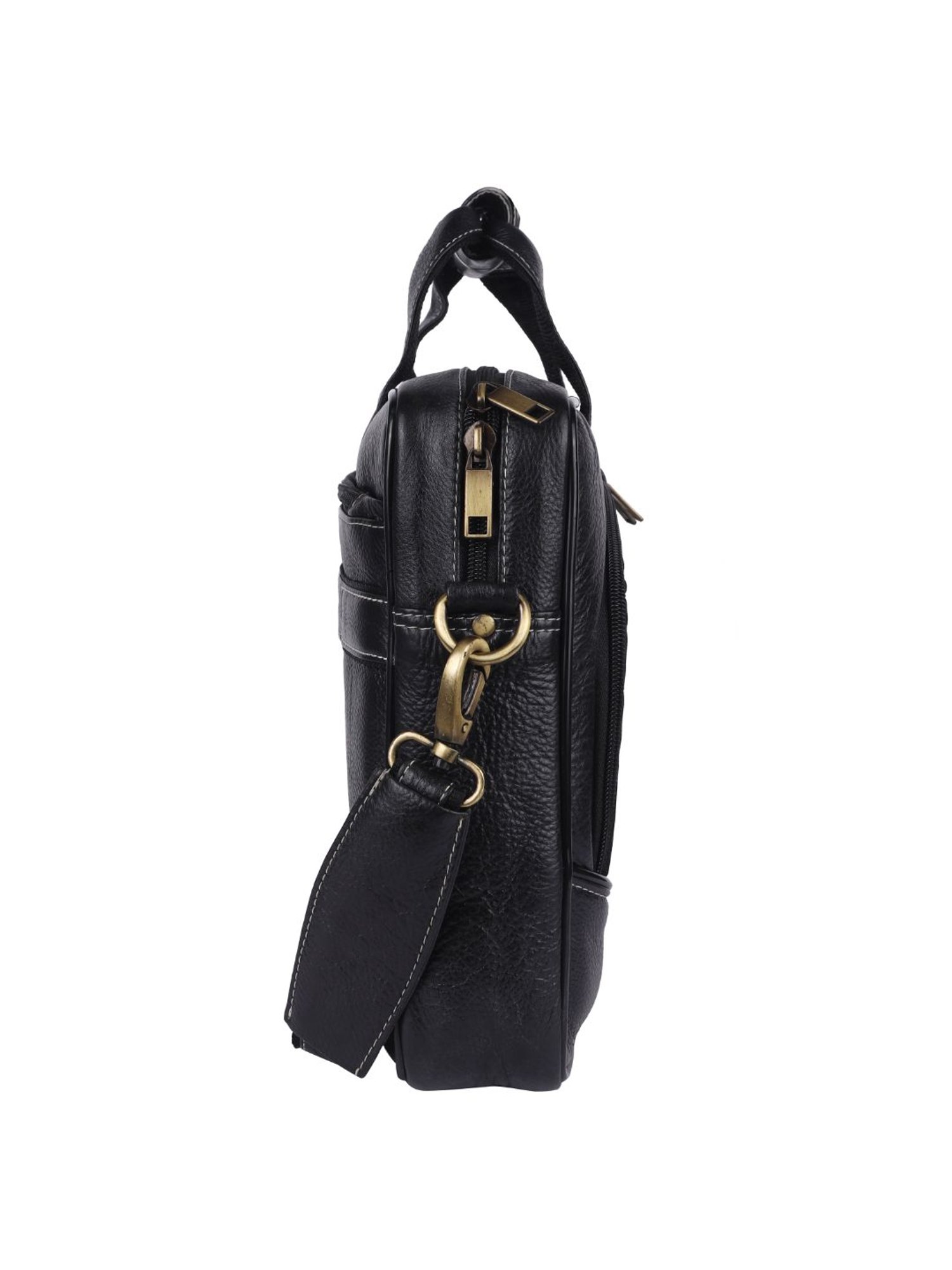 HiLEDER 100% Pure Genuine Leather Briefcase Laptop Messenger Office Bag for Men & Women, Black