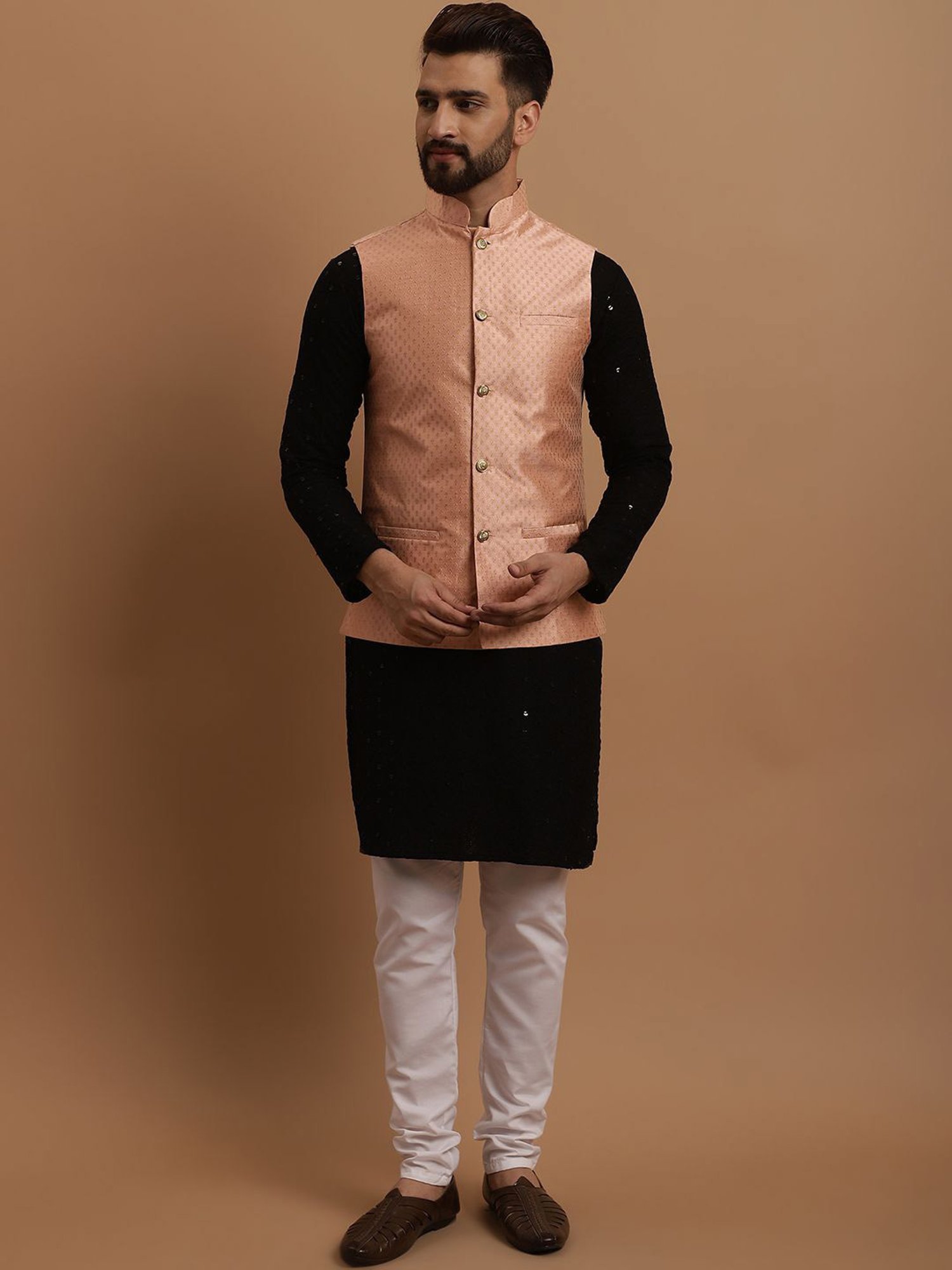Sojanya Muilticolored Regular Fit Embroidered Kurta Set With Jacket