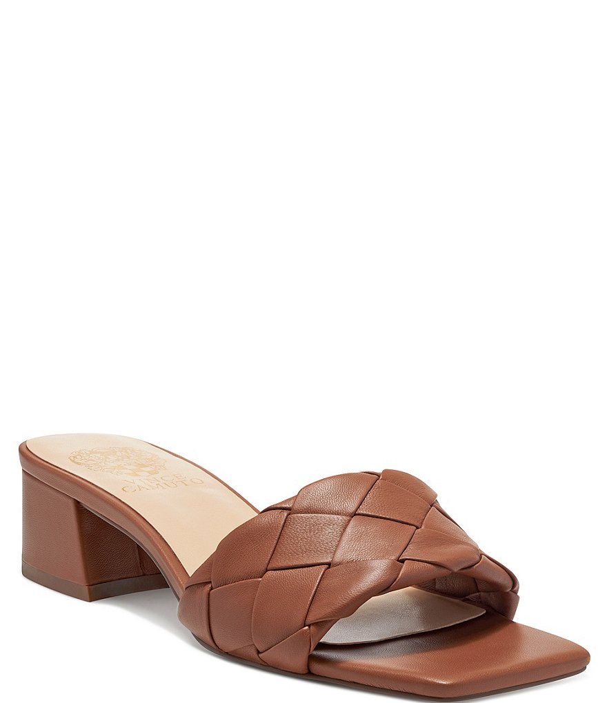 Vince Camuto Semtera Woven Strap Block Heel Square Toe Slides