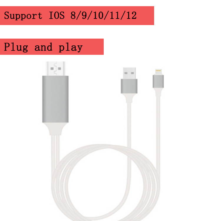 Plug and play-Iphone To HDTV/projector Cable Lightning To HDTV / Lightning To HDMI / IOS To HDMI Cable Mirror screen Cable for iphone
