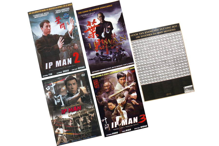 IP Man Wing Chun Gift Set 4 DVD Movies + 108 Wooden Dummy Poster $120 Value