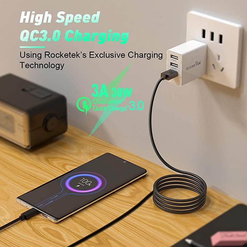 USB Quick Charger Wall Charger, 30W QC 3.0 Fast Charger 3 USB Port Wall Power Plug Adapter for iPhone Xs XS Max XR X 8 7 6 Plus, Galaxy S10 S9 S8 Edge Plus, Note 8 7, Nexus and More