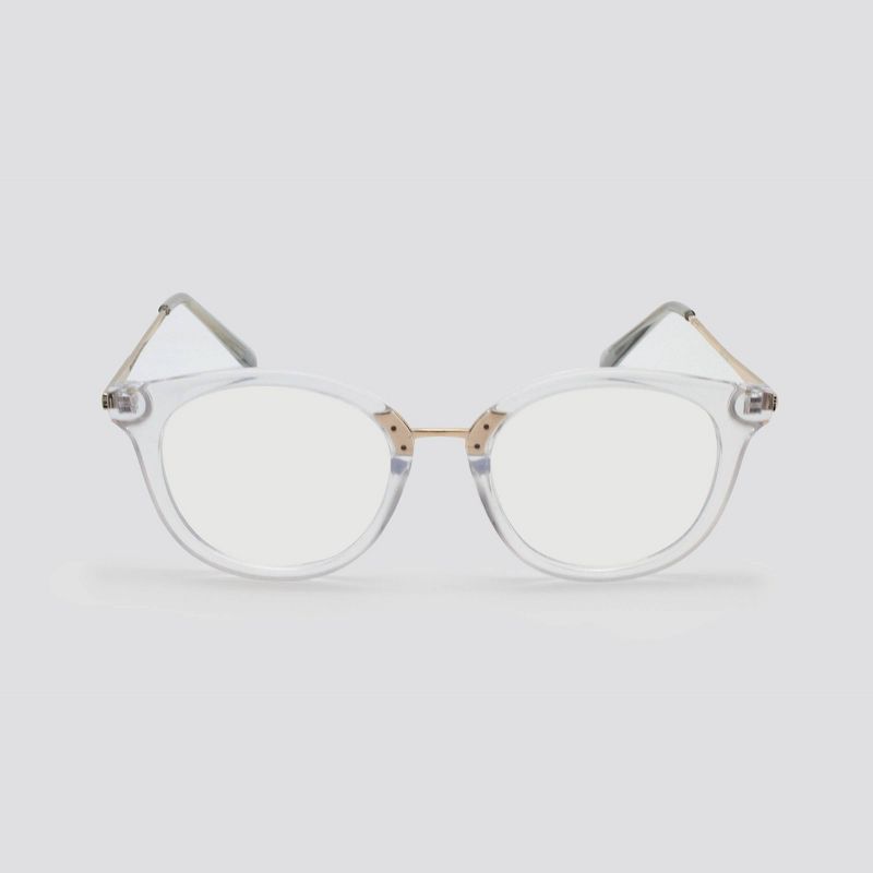 Women's Blue Light Filtering Round Plastic Metal Sunglasses - Wild Fable™ Clear/Gold