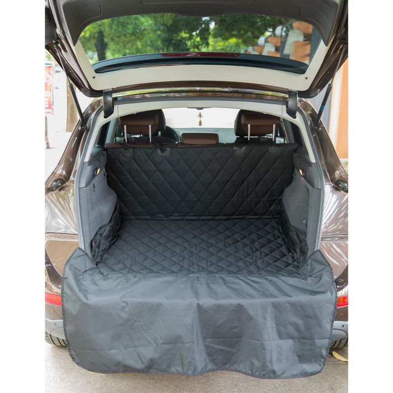 SUV Pet Cargo Liner Trunk Cover Waterproof Non-Slip Washable Material, Extra Long Size Universal Fit with Bumper Flap 80 x 52 Protect Prevents Scratches Marks & Spills