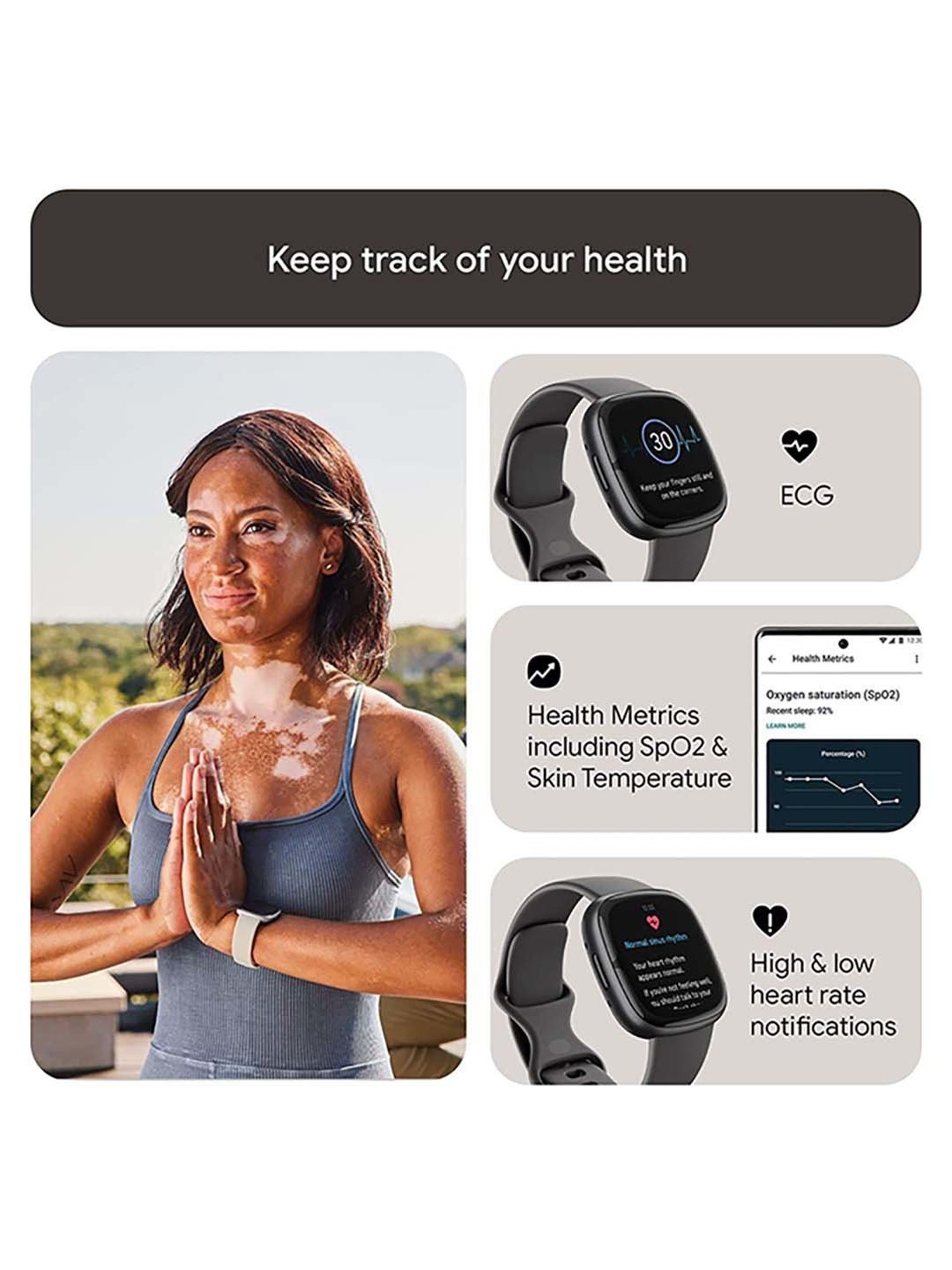 Fitbit Sense 2 Health & Fitness Watch (Shadow Grey / Graphite Aluminium)