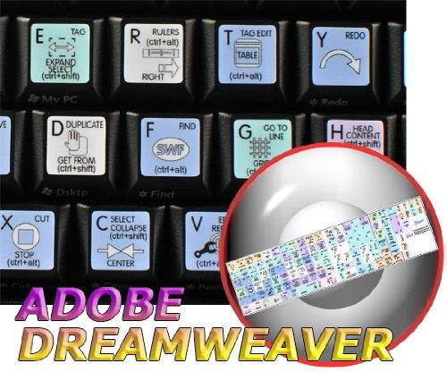 ADOBE DREAMWEAVER GALAXY SERIES NEW KEYBOARD LABELS SHORTCUTS 12x12 SIZE