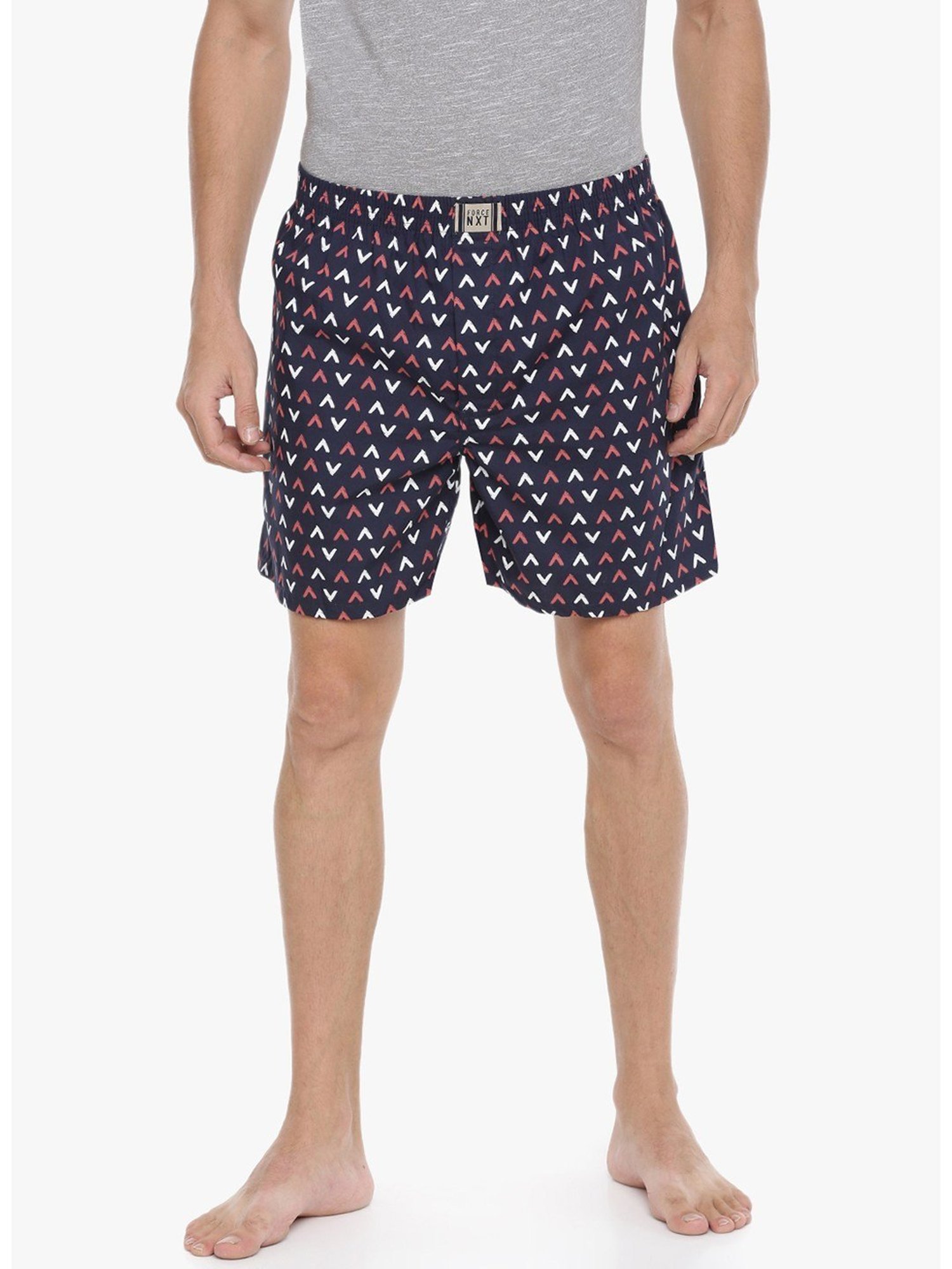 Force NXT Navy Cotton Regular Fit Printed Boxers