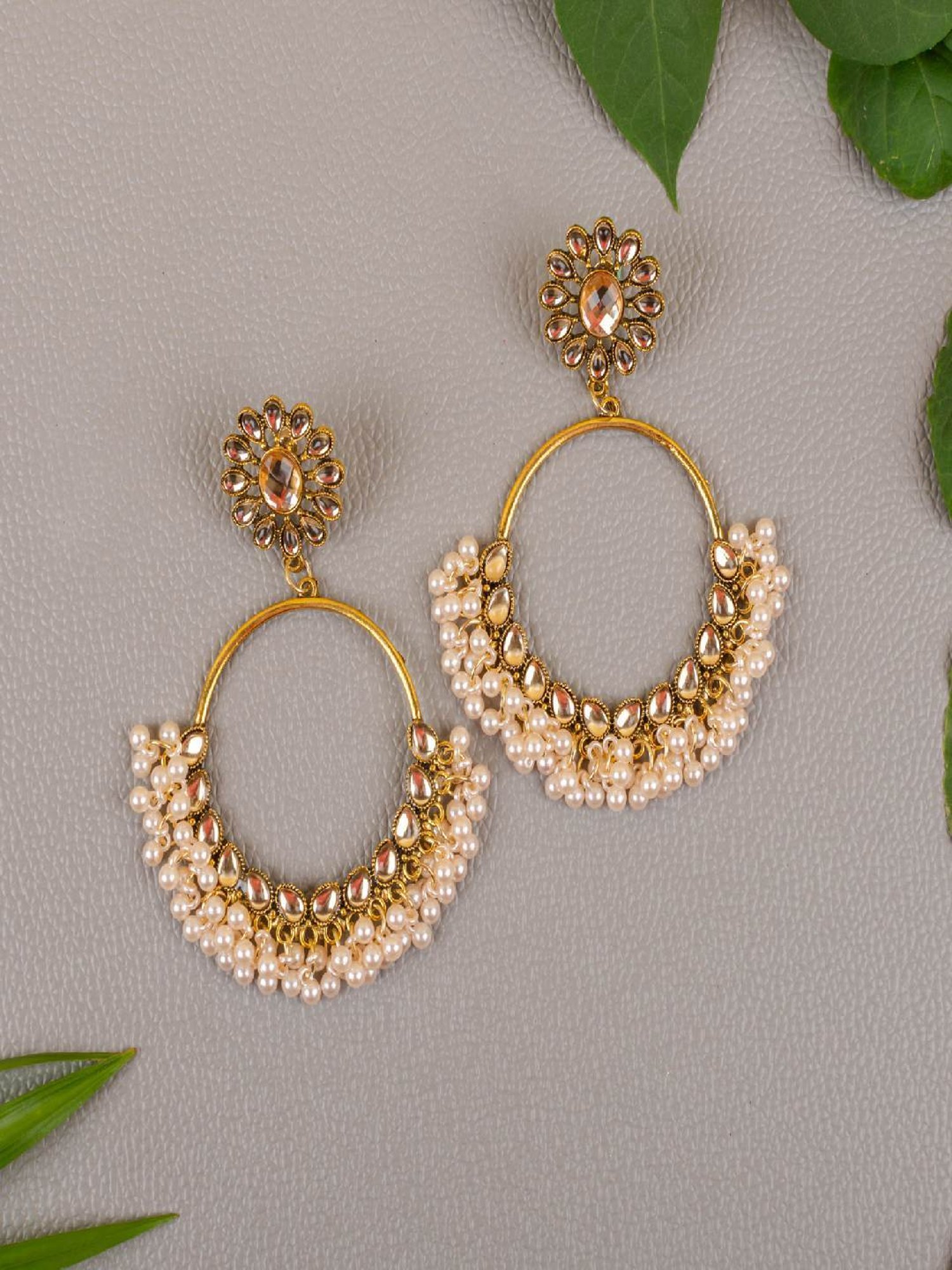 Jewelz Trendy Dangler Earrings Embellished With Small Pearls for Girls & Women