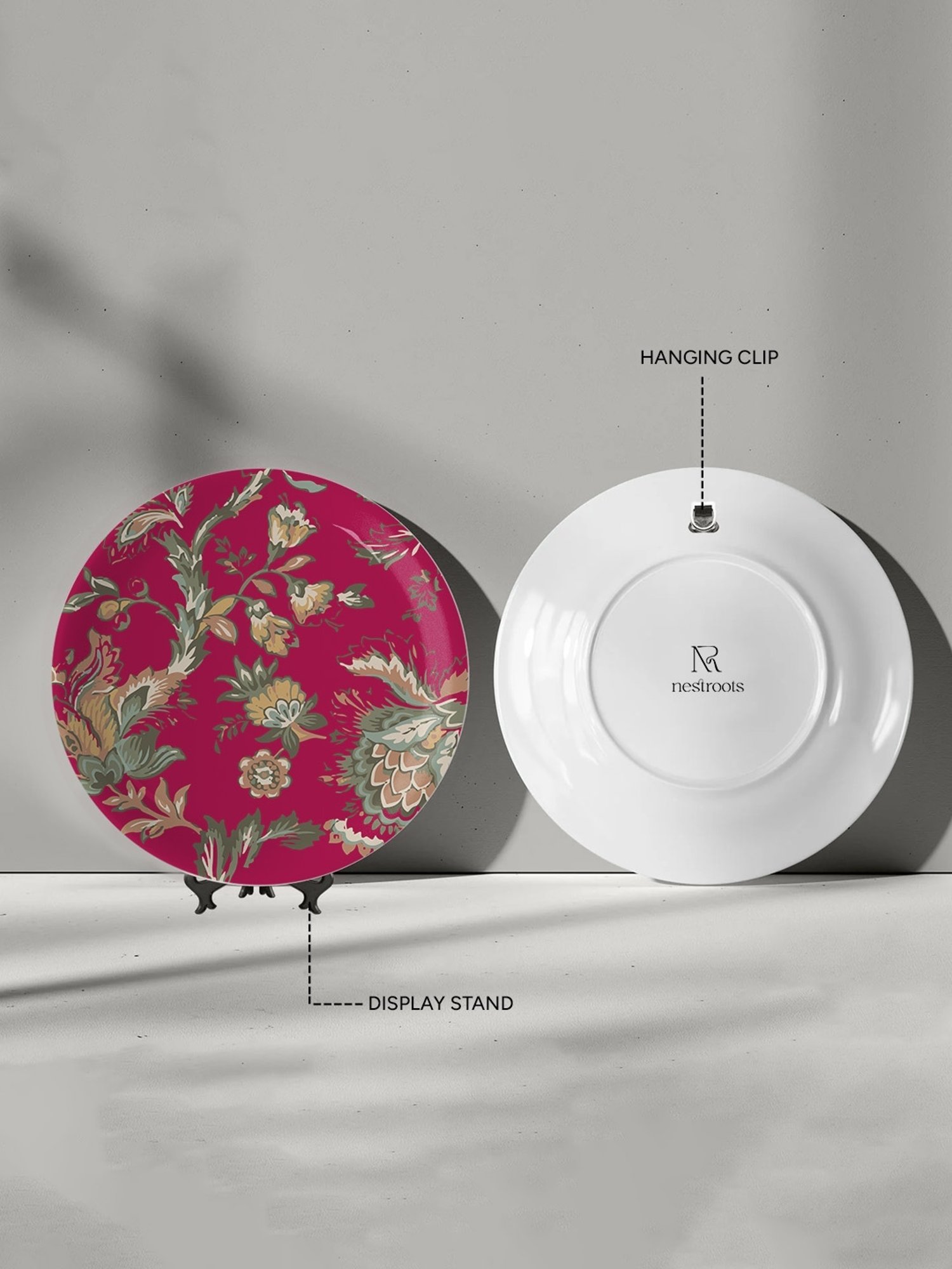 Nestroots Ethnic Pink Multicolor Porcelain Wall Plate