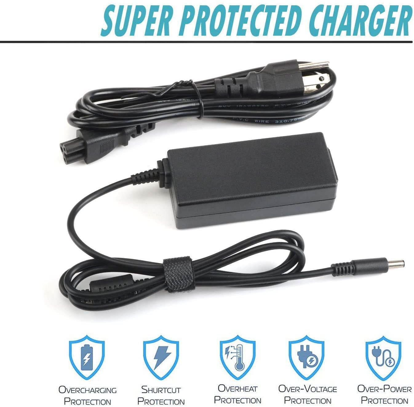 19.5V 2.31A 45W AC Adapter Laptop Charger for Dell Inspiron 15-3552 HK45NM140 LA45NM140 HA45NM140 KXTTW 15-355Inspiron 11 13 14 15 17 3000 5000 7000 3558 3452 5555 5558 5559 5565 Series Power Cord