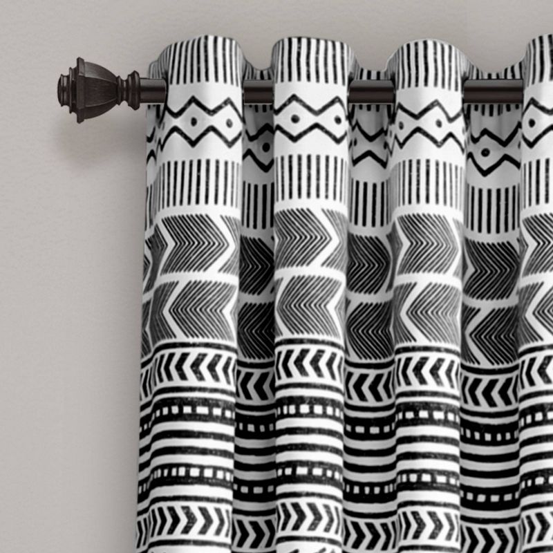 84"x52" Hygge Geo Room Darkening Window Curtain Panels Black/White -Lush Décor