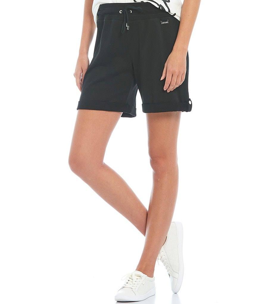 Marc New York Paperbag Waist Sueded Jersey Drawstring Shorts
