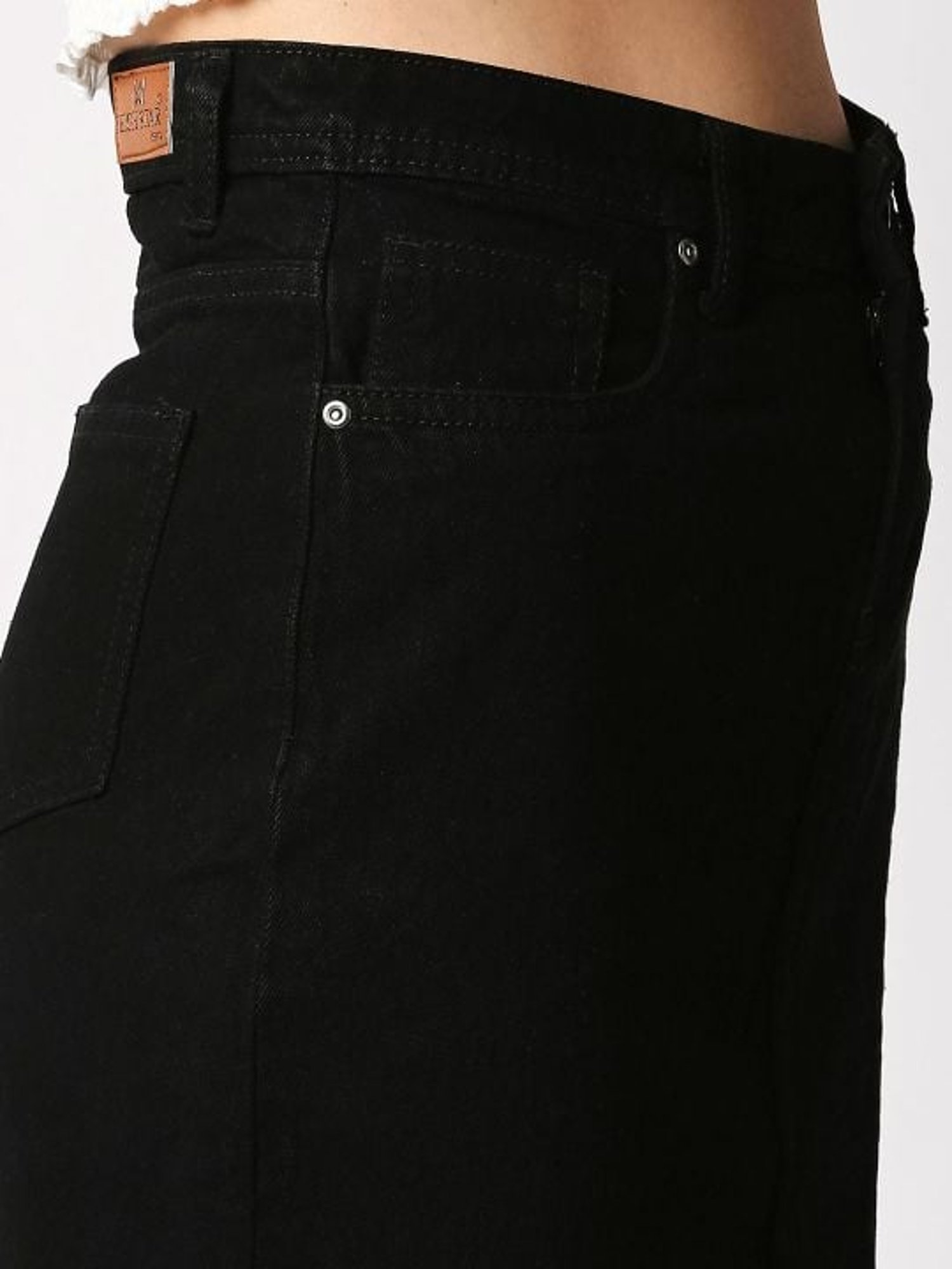 High Star Black Cotton Skirt