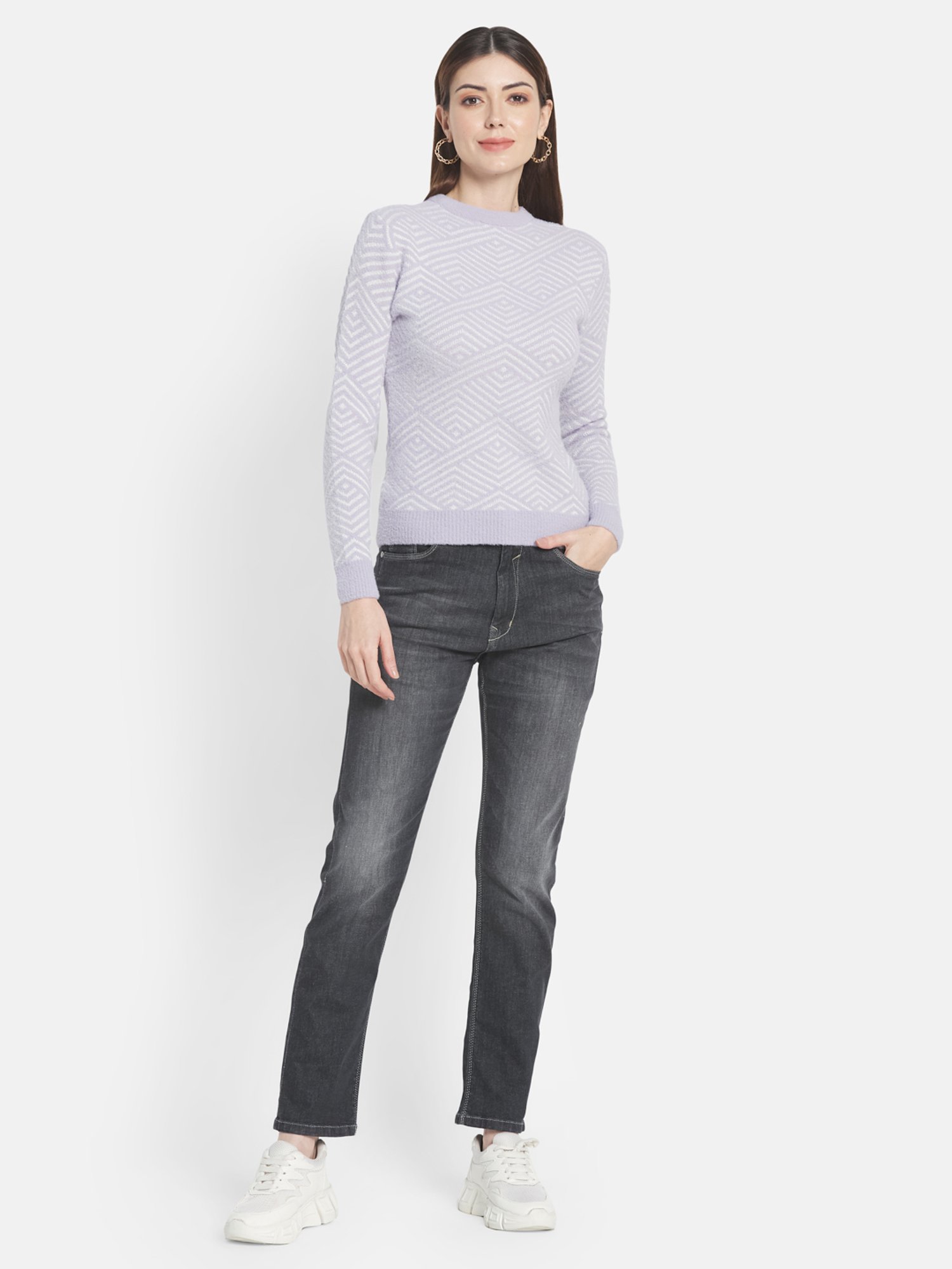 METTLE Purple Printed Pullover