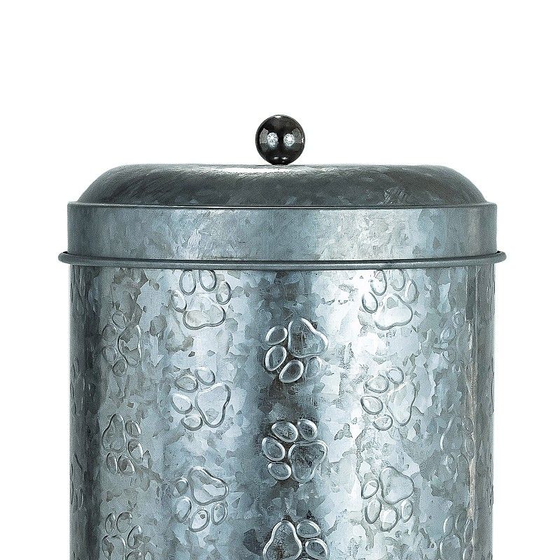 Amici Pet Puppy Paws Galvanized Metal Food Canister, Medium, 104oz