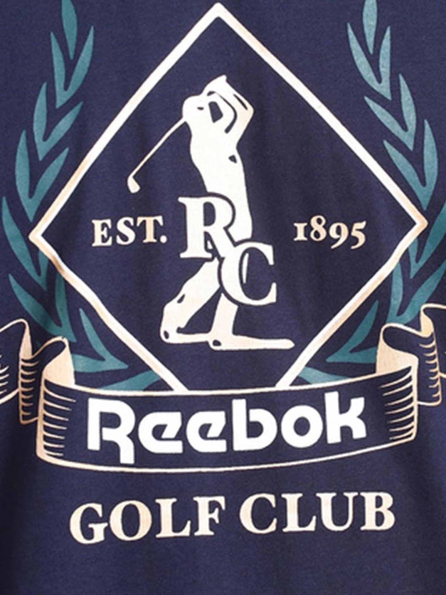 Reebok Navy Cotton Relaxed Fit Printed T-Shirt