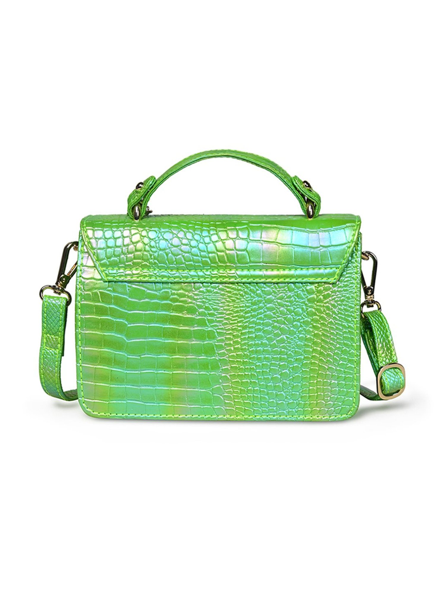 PELLE LUXUR Light Green Animal Effect Small Cross Body Bag