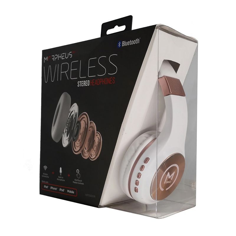 Morpheus 360 HP5500R Wireless Stereo Bluetooth Headphones, White with Rose Gold Accents