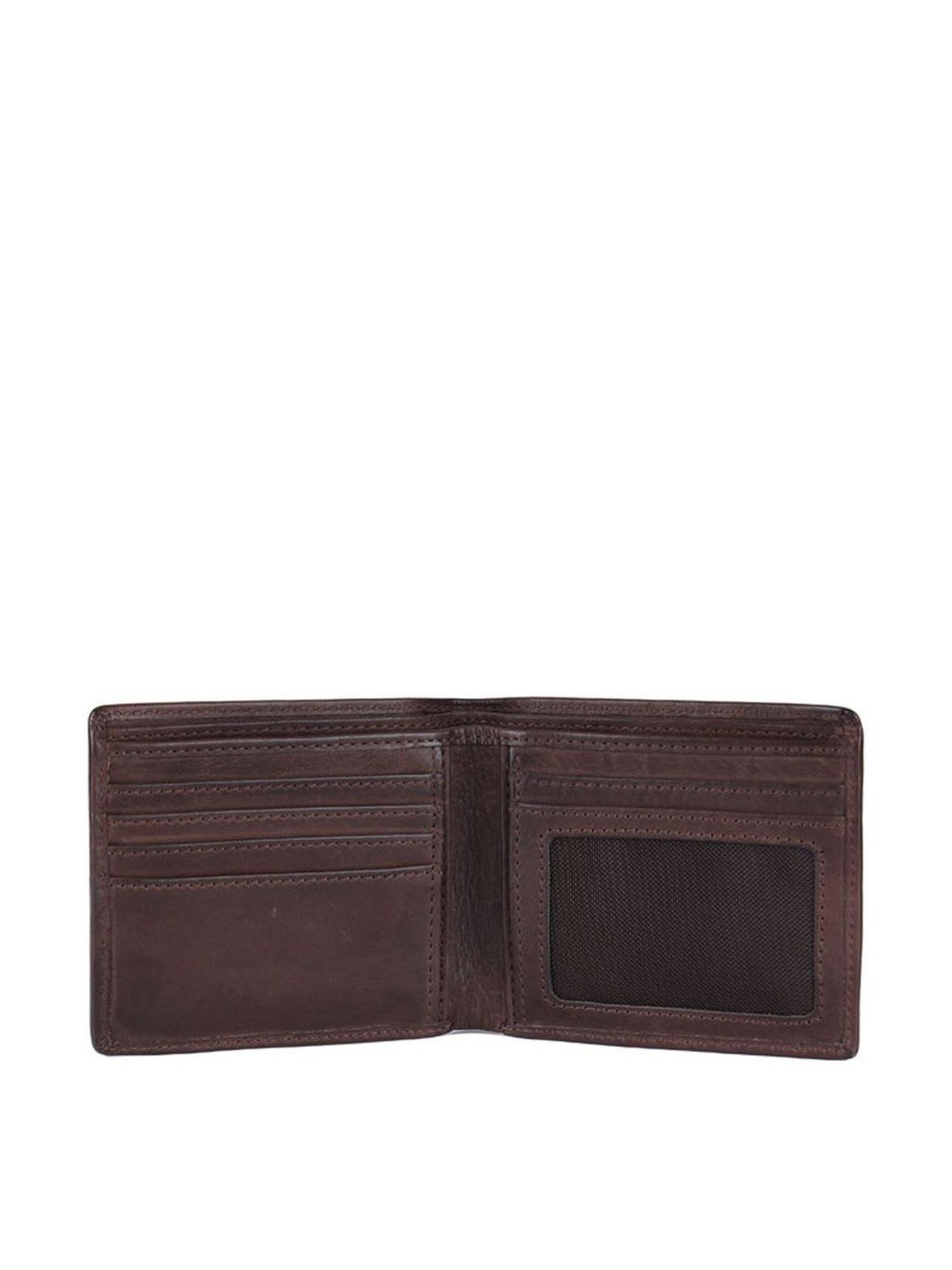 KOMPANERO Matthew Dark Brown Leather Textured Bi-Fold Wallet