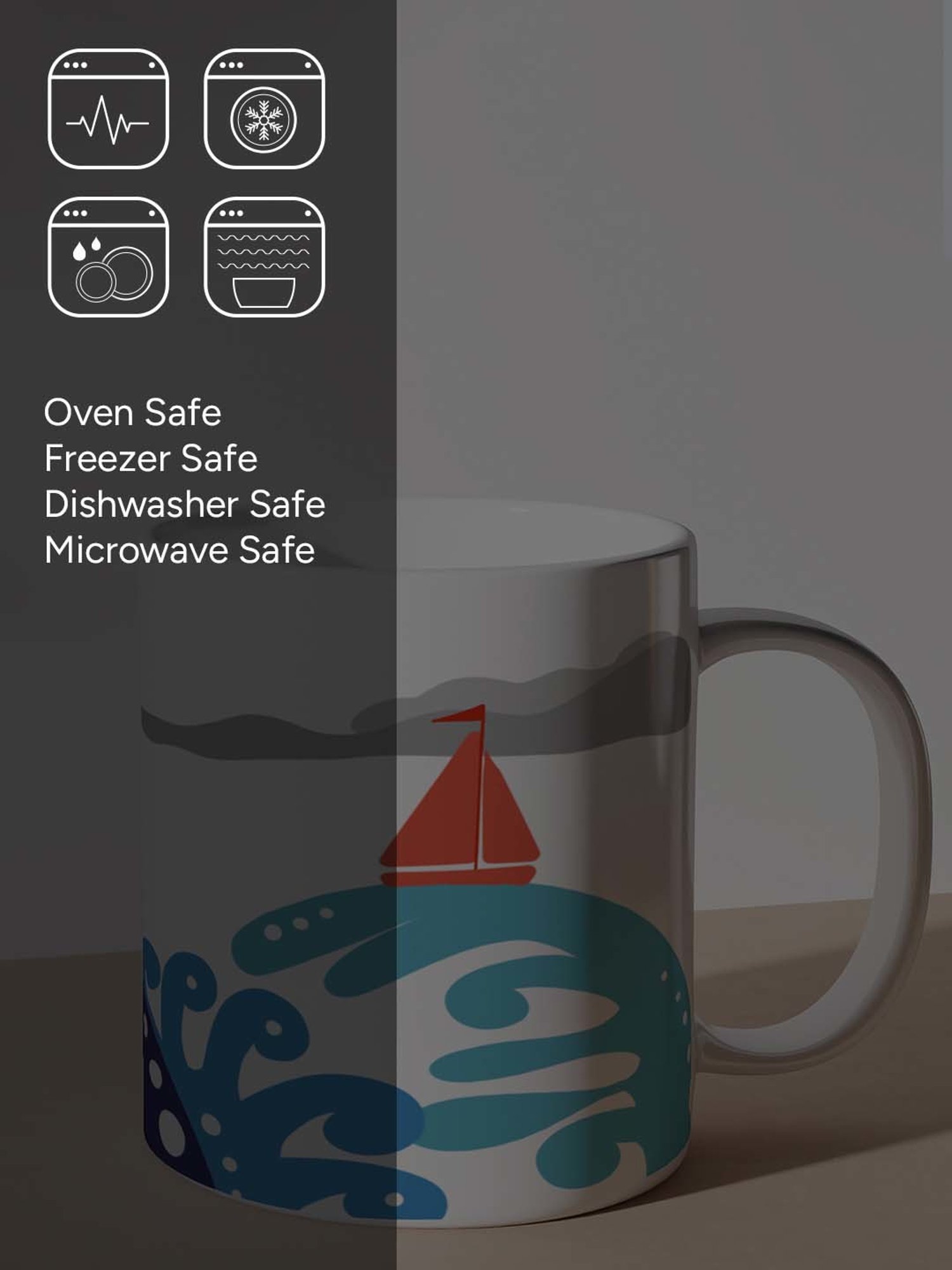 Nestroots White Stoneware Sailing Seas Coffee Mug (0.325 L)