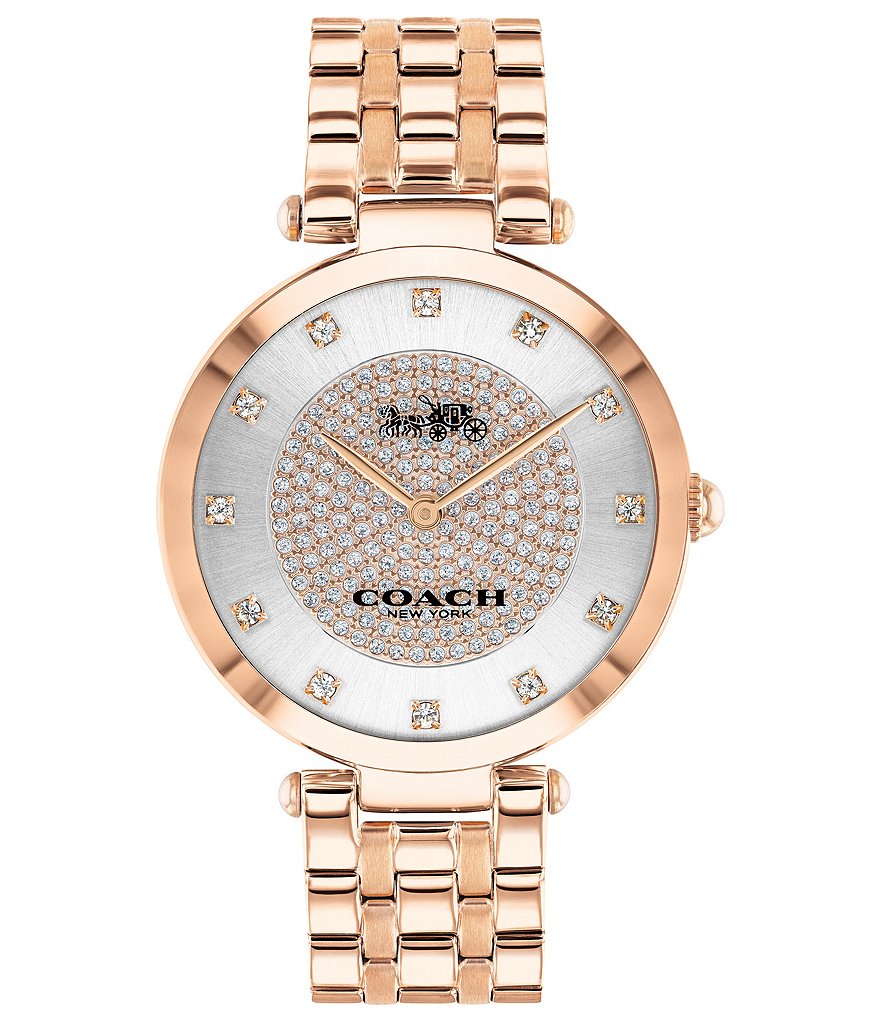 COACH Park Crystal and Rose Gold Bracelet Watch