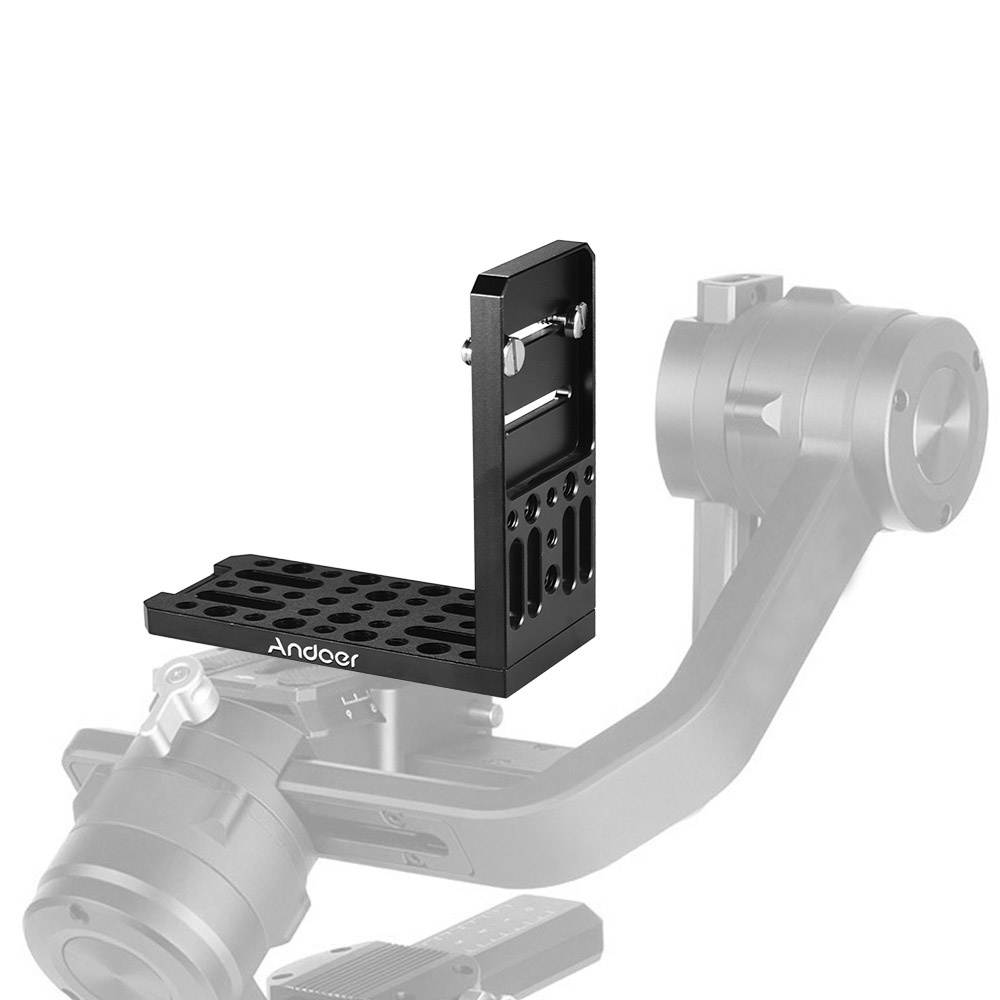 Andoer Universal Camera L-Shape Bracket Plate Holder 1/4 & 3/8 Inch Screw Mount Aluminium Alloy Bracket for Vertical Video Recording for Canon Sony Nikon Cameras DSLR Tripod Accessory