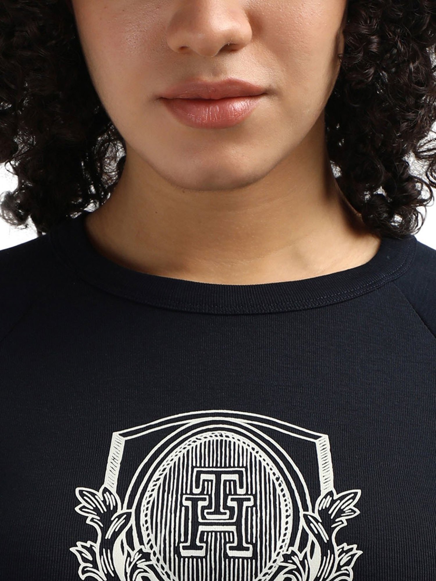 Tommy Hilfiger Blue Jersey Printed Women Slim Fit T-Shirt